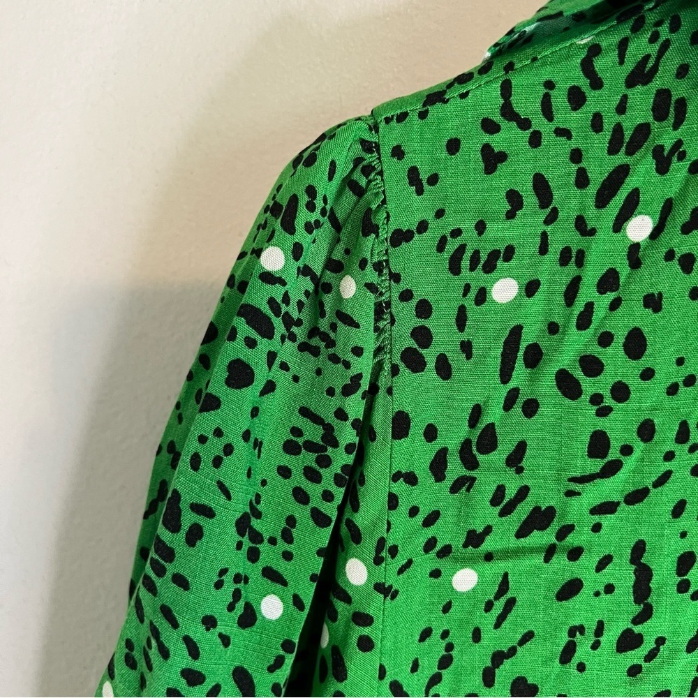 Who What Wear Long Sleeve Maxi Dress Size S Green Black White Dots Peter Pan - Picture 9 of 16